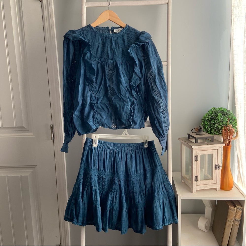 Allison New York Blue Women's Blouse and Skirt Set